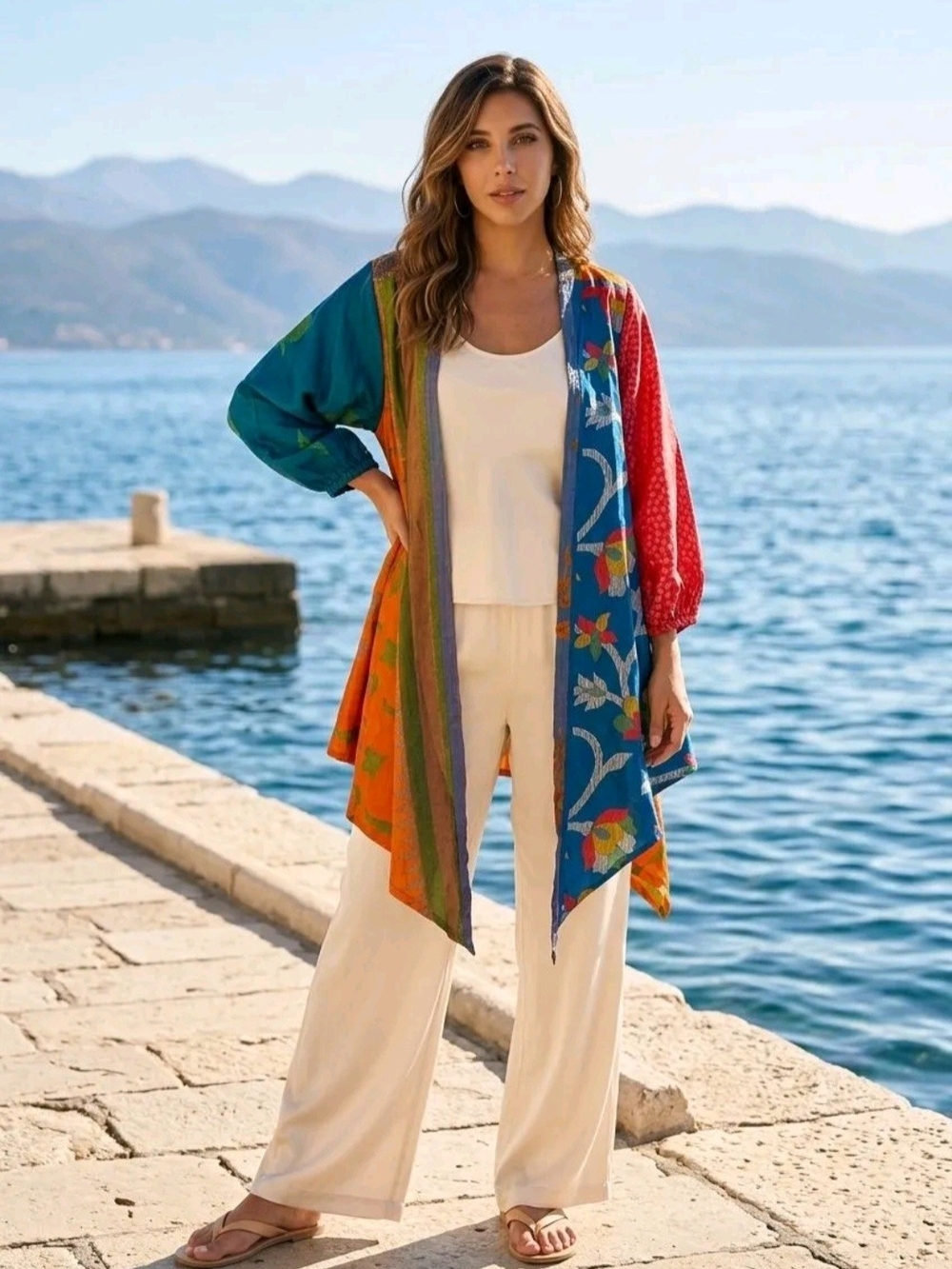 Jaded Gypsy Multicolor Floral Open-Front Cape Jacket
